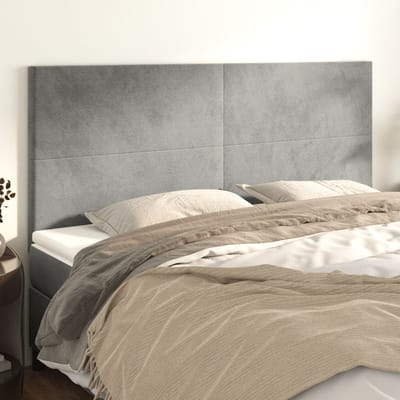 vidaXL - Hoofdbord - lichtgrijs - 160x5x118/128 - cm - fluweel