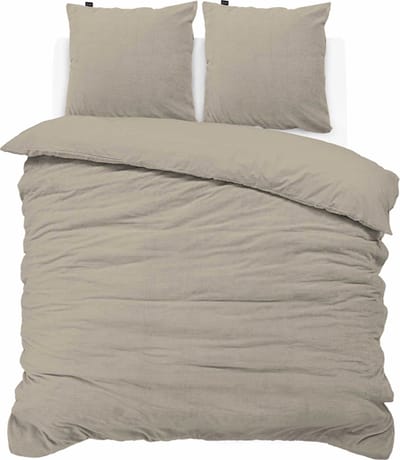 iSleep Dekbedovertrek Teddy Fleece - Eenpersoons - 140x200/220 cm - Taupe