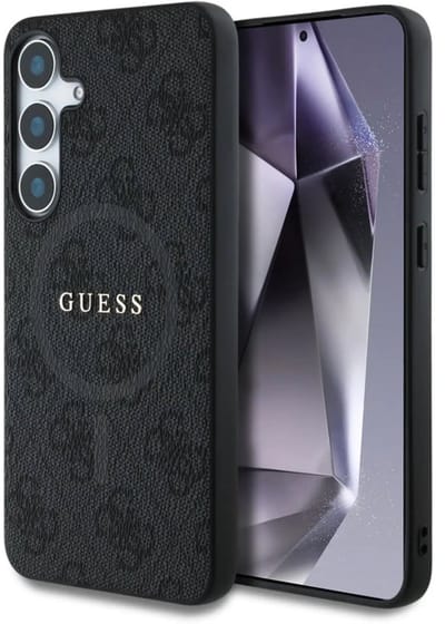 Guess PU Leer 4G Logo geschikt voor Samsung Galaxy S25 Plus - Geschikt voor MagSafe - Grijs