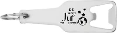 Akyol - de liefste juf van de wereld flesopener - Juf - familie mensen met een juf - cadeau - 105 x 25mm