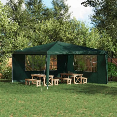 vidaXL - Party - Tent - Zijwand - 2 - st - 400 - x - 195 - cm - Groen - PE - en - staal