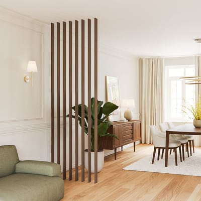 Roomdivider Lat Gerookt Eiken 274,5 cm – Inclusief Montageset – Houten Lat 18x80 mm – Voor Lattenwand / Scheidingswand – Per stuk