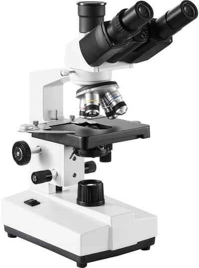 Trinoculaire Samengestelde Microscoop, Vergroting 40x Tot 5000x, Led Verlichting, Externe Interface, Tweelaagse Mechanische Tafel, Incl, Microscoopglaasje