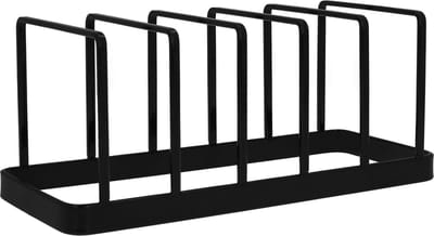 QUVIO Pannendekselhouder - Pan accessoires - Dekselhouder - Opbergrek - Metaal - Zwart - 10 x 24 x 10,5 cm