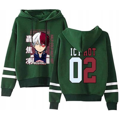 Nieuwe Anime Todoroki Shoto Print Hoodie Dames Heren Casual Tops Herfst En Winter Sweatshirts Streep Lange Mouw Harajuku Pullover S groen