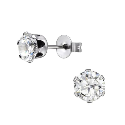 CS Joy - Oorbellen - 6 mm - chirurgisch staal - zirkonia - oorknoppen