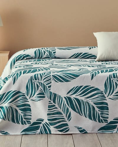 English Home - Leafy Wonder Zomerdeken -Deken- Tweepersoons - 100% Katoen - 200x220 cm – Groen