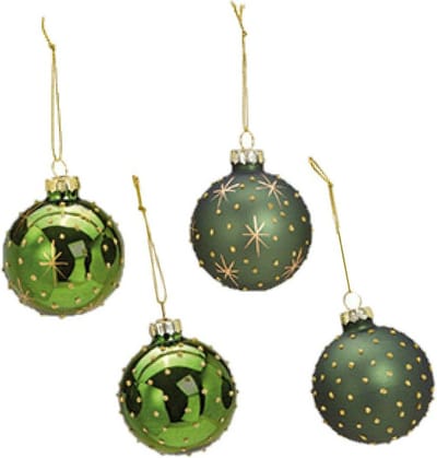 G. Wurm Gedecoreerde kerstballen - 12x st - groen - D6 cm - glas - kerstversiering