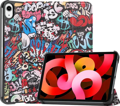Hoesje Geschikt voor Apple iPad Air 5 (2022) - 10.9 inch - 5e Generatie - M1 - Dun & Stevig - Trifold Bookcase - Hard Cover - Hardcover Book Case - Tablet Hoes - Graffity