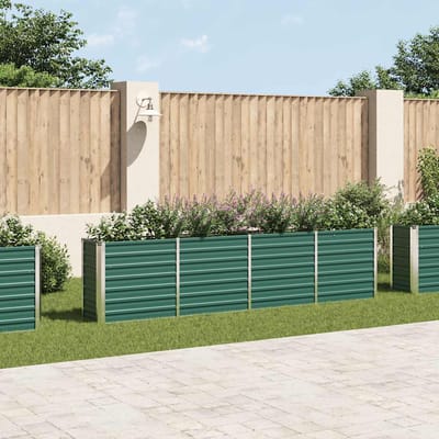 vidaXL - Plantenbak - verhoogd - 320x40x77 - cm - gegalvaniseerd - staal - groen