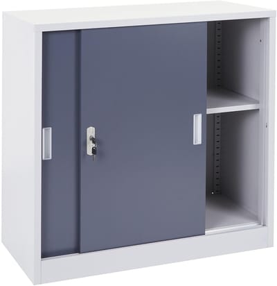 Archiefkast Boston MCW-F41, stalen kantoorkast, met afsluitbare schuifdeuren 90x90x45cm ~ antraciet
