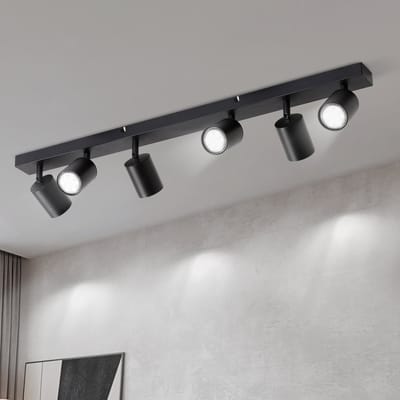 NETTLIFE Plafondlamp - 6-lichts - GU10 Fitting - Modern Plafondspot - Zwart - Opbouwspot 76,5cm - IP20 - zonder gloeilamp