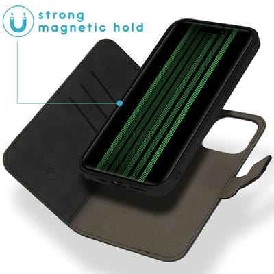 imoshion Hoesje - Geschikt voor Apple iPhone 15 Pro Max - Uitneembare 2-in-1 Luxe Bookcase - Zwart