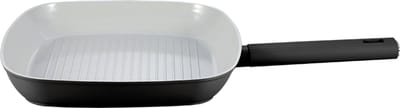 Swiss Haus® SCGP24B Grillpan Ø24 cm – Inductie & Alle Warmtebronnen – PFAS Vrij – Sapphire™ Antiaanbaklaag – Grill Pan / Vleespan – Zwart