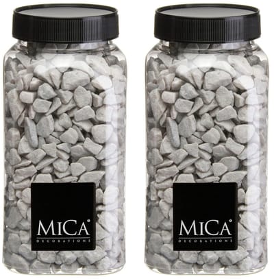 Mica Decorations decoratie steentjes - 2x - grijs - 1 kilo - 650ml - hobby steentjes