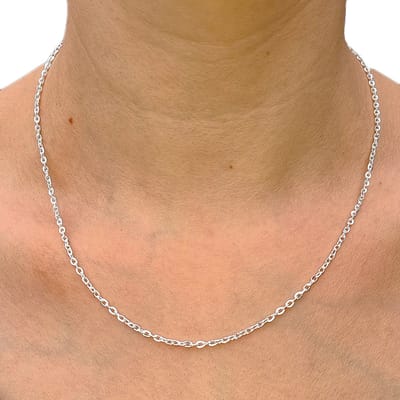 Tesoro Mio Michel – TMM Basics – Edelstaal Ketting met Anker Schakel – Verzilverd – 2 mm / 45 cm