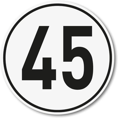 iSecur 45 km/h sticker I Afmeting Ø 10 cm I Snelheidssticker I hin722