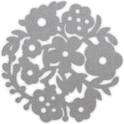 Bloemenkrans vilt onderzetters - Lichtgrijs - 6 stuks - ø 9,5 cm - Tafeldecoratie - Glas onderzetter - Cadeau - Woondecoratie - Woonkamer - Tafelbescherming - Onderzetters Voor Glazen - Keukenbenodigdheden - Woonaccessoires - Tafelaccessoires