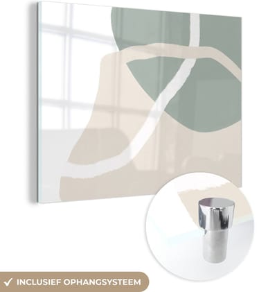 MuchoWow® Glasschilderij 120x90 cm - Schilderij acrylglas - Minimalisme - Pastel - Design - Foto op glas - Schilderijen