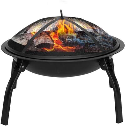 Buitenhaard - Vuurkorf - Kampvuur Maken - Inklapbaar Onderstel - 56 cm - Zwart