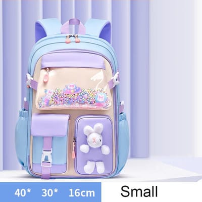 Sac à dos pour école primaire 1-5e année Mignon Coloré Sac d'école Pour filles Imperméable Grande capacité Dessin animé lapin Mochila Escolar