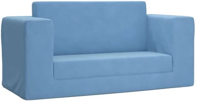 vidaXL - Kinderslaapbank - 2-zits - zacht - pluche - blauw