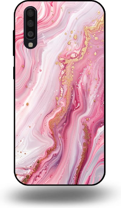 Smartphonica Telefoonhoesje geschikt voor Samsung Galaxy A70 met marmer opdruk - TPU backcover case marble design - Roze geschikt voor Samsung Galaxy A70
