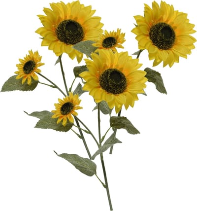 Bellatio Design Kunstbloem Zonnebloem tak - 3x - 72 cm - geel - kunst zijdebloem - decoratie bloemen