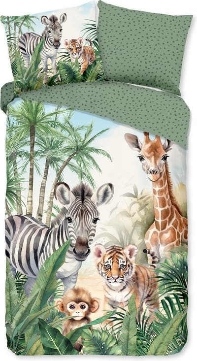 Good Morning dekbedovertrek jungle dieren - 1 persoons 140x200/220 cm - Multi - 100% Katoen renforc�
