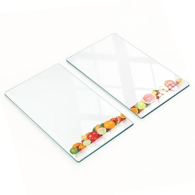Glazen serveerplanken met kleurrijke fruitafbeeldingen 2x30x52 cm