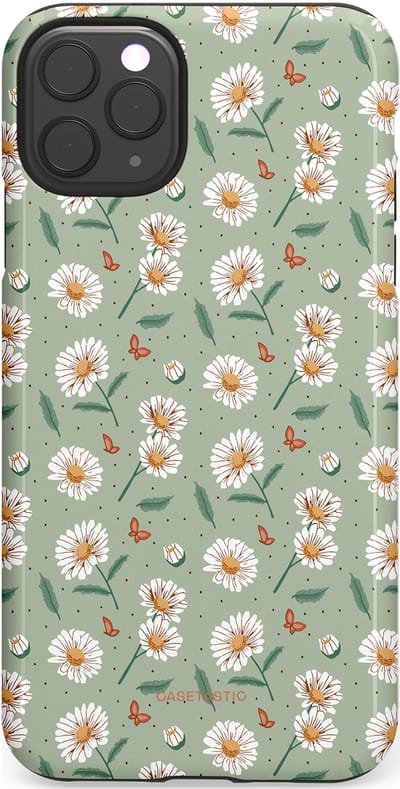Casetastic Hoesje Geschikt voor Apple iPhone 11 Pro Max - Stijlvolle Beschermende Duo-layer Case - Vleugels en madeliefjes