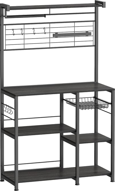 Keukenplank met Magnetische Strip 12 Haken Ebbenhout-Zwart - Spaanplaat Staal Duurzame Opslag - 42cm x 90cm x 167,3cm