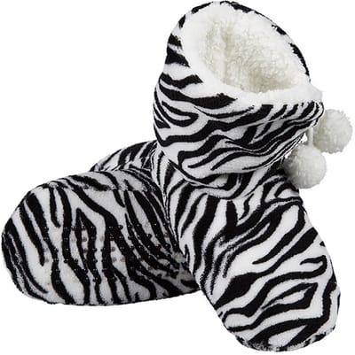 Apollo Home boots soft Zebraprint zwart/ecru maat 34-36
