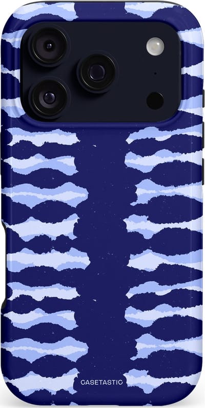 Casetastic hoesje geschikt voor Apple iPhone 17 Pro - MagSafe - Dubbellaagse bescherming - Golven in blauw - Fashion Case - Donkerblauw Lavendel Lichtgrijs