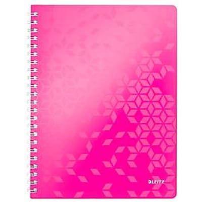 Leitz WOW collegeblok, A4-formaat, 80 gelinieerde vellen, transparante pocket, FSC®-gecertificeerd, roze