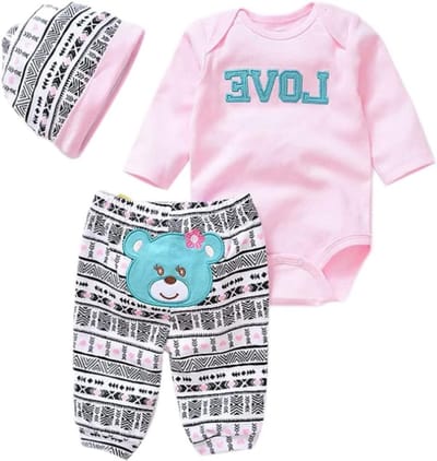 Poppenkledingset - Aankleedset baby - Poppen aankleden - Gemakkelijk aan te trekken - 50-55 cm poppen - Stijl 3