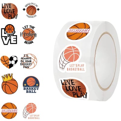 500 pièces/rouleau Autocollants Sportifs de Basket-ball Bricolage Jouet Classique Autocollants Décoration en PVC pour Ordinateur Portable Stiker Récompense Cadeau Jouets