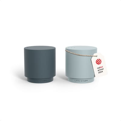 LARS NYSØM Svæve Set Roestvrijstalen Peper- en Zoutstel - Modern Minimalistisch Ontwerp - Eenvoudig Navullen (Stone Blue/Sky Blue)