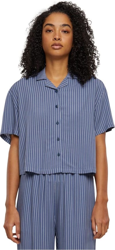 Urban Classics Ladies Viscose Resort Shirt Shirt met korte mouwen blauw M