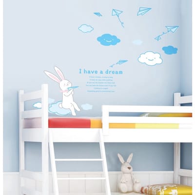 Muurstickers met het konijn "Ik heb een droom" - Decoratieve zelfklevende stickers