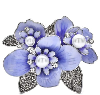 N3 Collecties Elegant Paars Parel Emaille Bloemen Planten Broche Voor Vrouwen