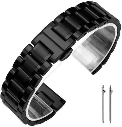 Stalen bandje - geschikt voor Garmin Venu 2s / 3s / 4 (41mm) / Vivoactive 4s / Forerunner 255s / 265s - Huawei Watch GT 5 Pro - 42mm / GT 6 / GT 5 / GT 4 - 41mm - rvs - zwart