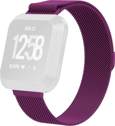 By Qubix - Compatible Fitbit bandje - geschikt voor Fitbit Versa 1 / 2 & Lite milanese bandje - Maat: Large - Paars Smartwatchbandje bandje Armband Polsband Strap Band Watchband