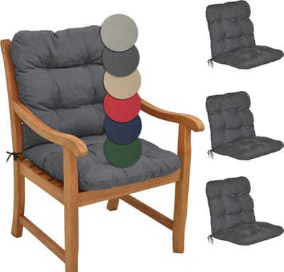 Beautissu Flair NL – Set van 4 Tuinkussen Lage Rug Antraciet – 100x50 cm – Zitkussen Matraskussen voor Tuin Meubelen