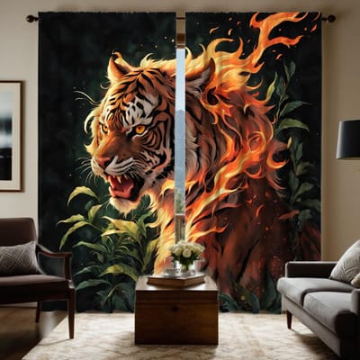 2-DELIGE HD digitale zwarte kleur dominerende tijger gordijnen huisdecoratie stijl decoratie woonkamer slaapkamer door roede gordijn W52H63inchW132H160cm brown
