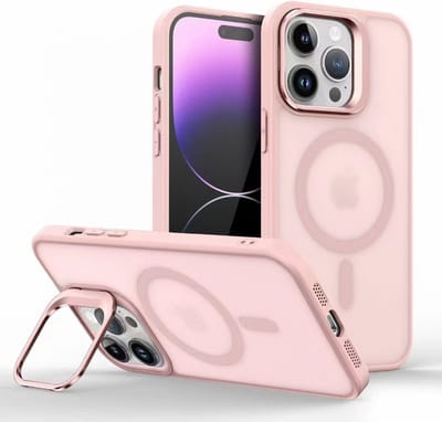 Backcover Case Hoesje Compatibel met MagSafe Geschikt voor: iPhone 15 Pro - Ingebouwde Camera standaard - Schokbestendige beschermhoes - Roze