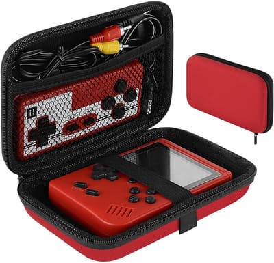 Dailygoods - Draagtas voor Handheld Gameconsole - Beschermende Reistas - Rood - Retro Mini Gameconsole - Accessoires en Oplaadkabel - Geschikt voor Ga...