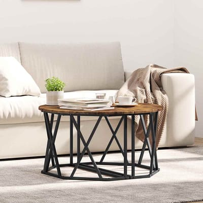 vidaXL - Salontafel - Rook - Eiken - 80 - x - 80 - x - 42 - cm - Engineered - hout - en - staal