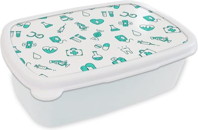 Broodtrommel Wit - Lunchbox - Brooddoos - Zorg - Medicijnen - Design - 18x12x6 cm - Volwassenen