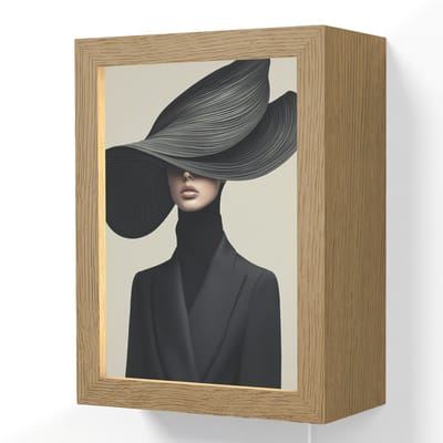 Wandlamp 15x20 cm - Oplaadbaar - Zwart - Vrouw - Hoed - Wandlampen binnen woonkamer - Slaapkamer lamp met kabel - Decoratieve nachtlamp - Vloerlamp snoer